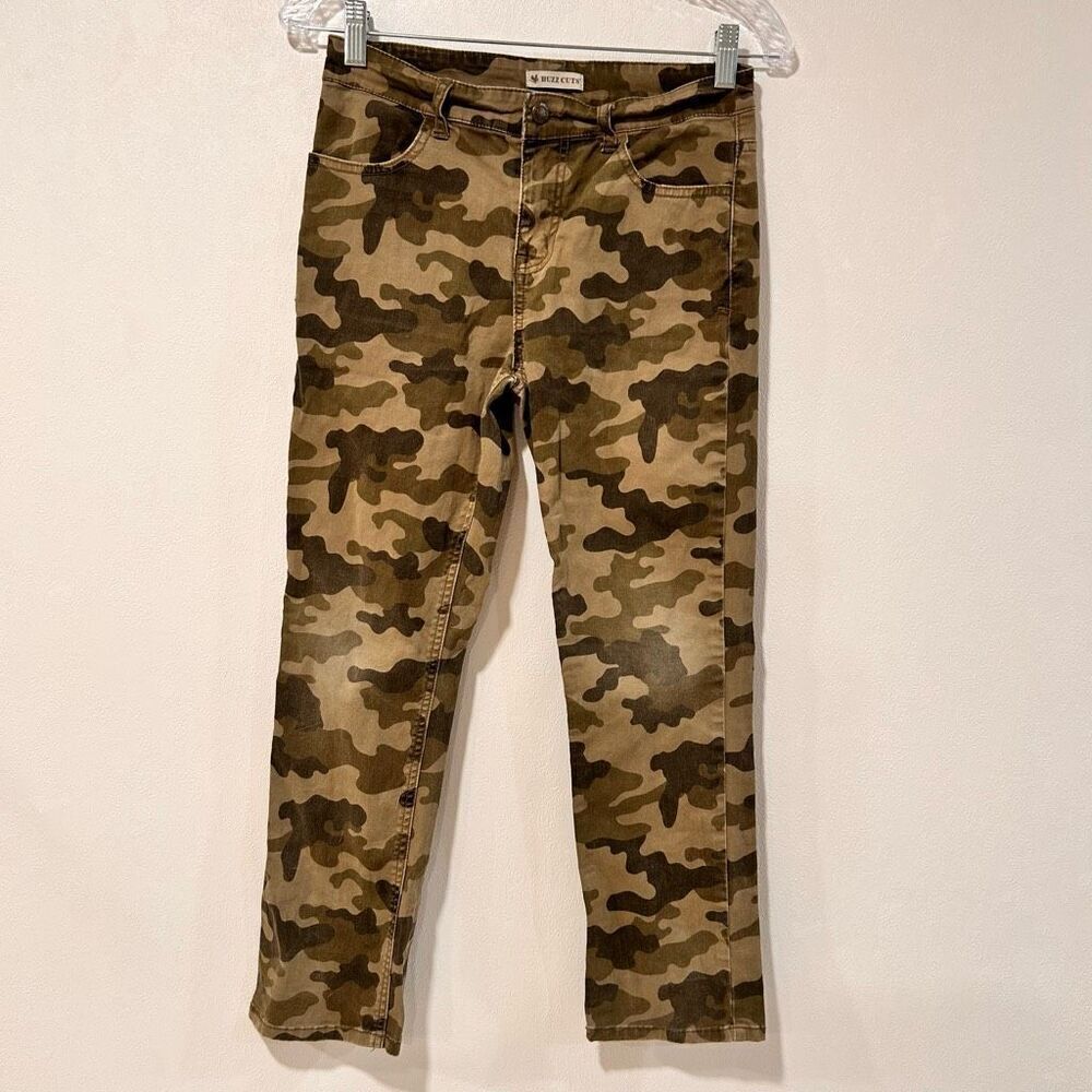 Buzz Cuts Camo Pants Size 12 Boys | Straight Leg Army Green